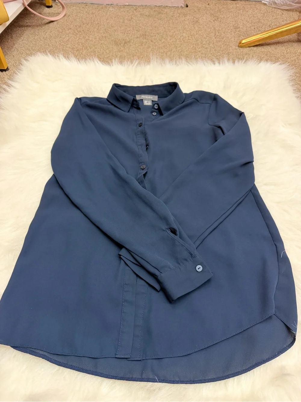 Primark Dark Navy Long-Sleeve Button-Down Shirt
